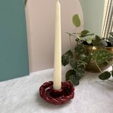 Twisted red earthenware candle holder - in the style of St Clément