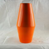 Large orange losangic vase - Laurentian pottery - 80s / 90s