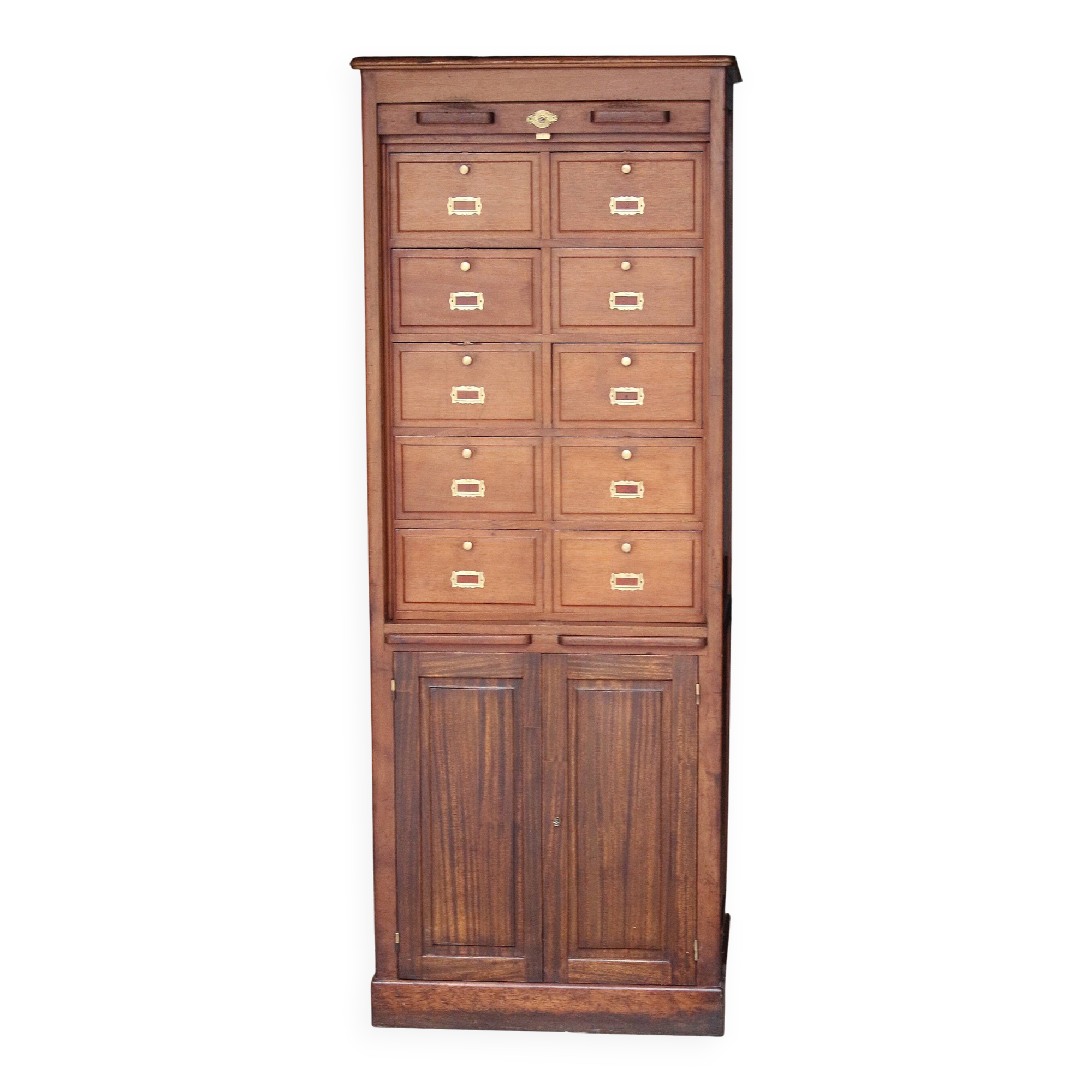 Shannon notary's filing cabinet, in solid mahogany (circa 1900)