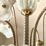 Murano chandelier with 3 iridescent flowers, 1980.