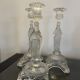 3 clear glass candle holders