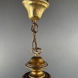 Pair of vintage amber blown glass lantern pendant lights, 20th century