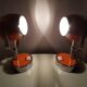 Pair of orange eye table lamps from the 70s space age
