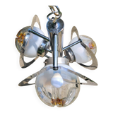 Pendant lamp, chandelier, chrome and Murano glass, Mazzega, Italy, 1960-70