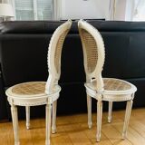 Paire de chaises Louis XVI époque fin XIXe cannages façon damiers