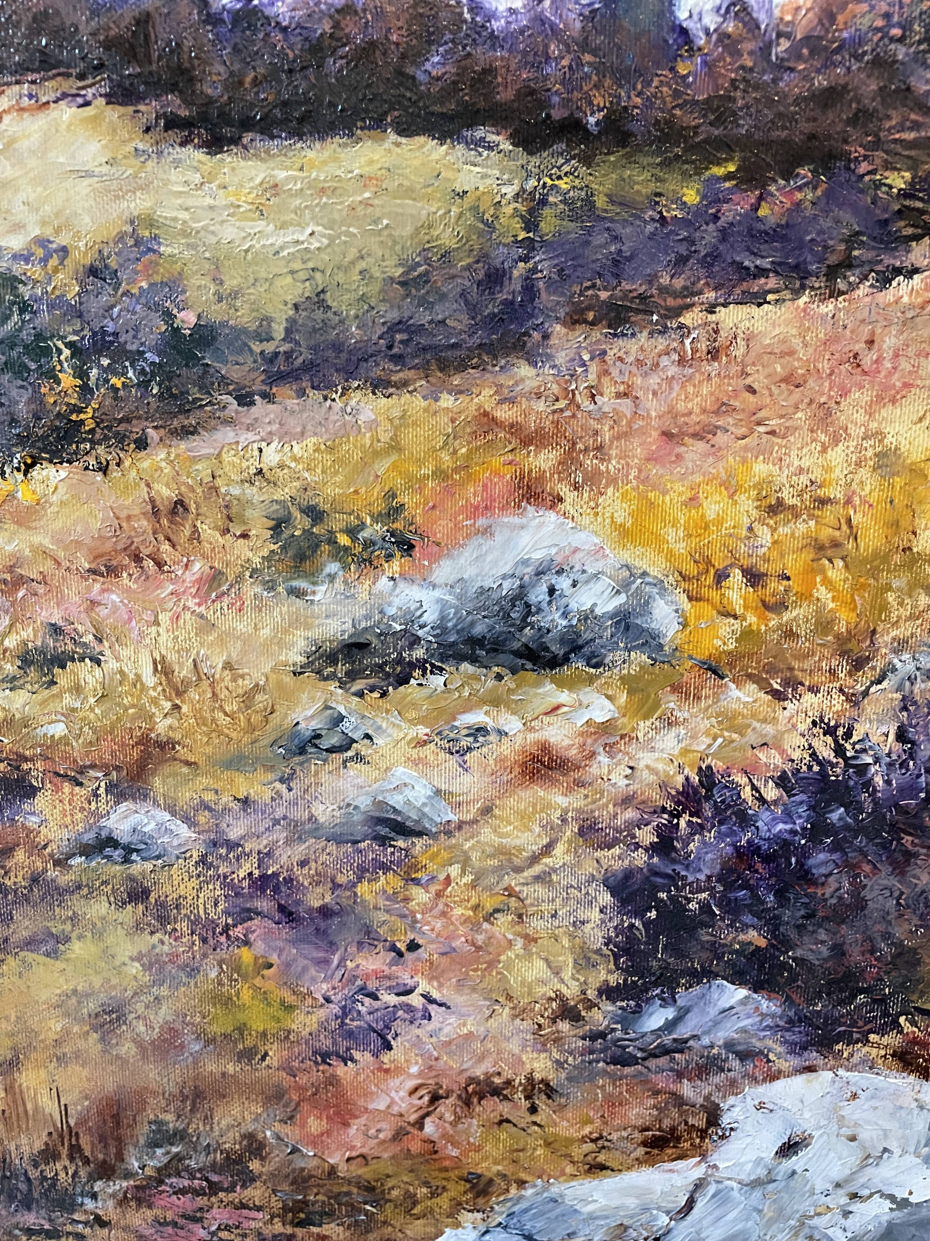 Oil painting landscape on canvas signed View of Provence