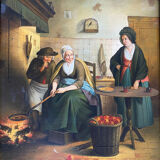 Old HSP painting "Interior scene" ec. of the North + frame