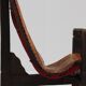 Vintage Brutalist tripod chair leather and wood