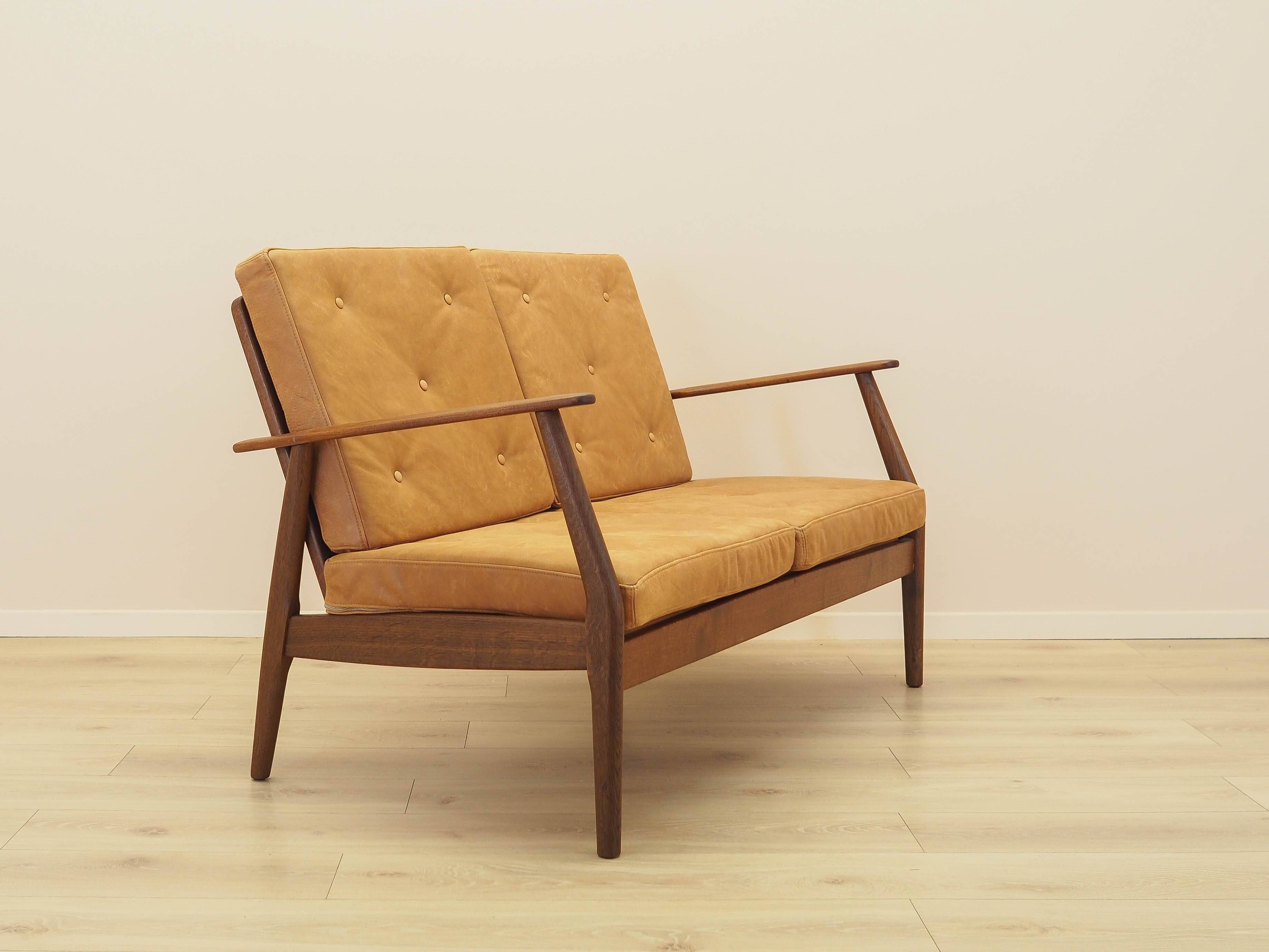 Danish oak sofa with leather upholstery, 1960s