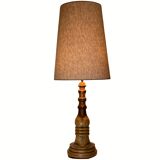 Art Deco Mid-Century Curved Wood Table Lamp, 1950s