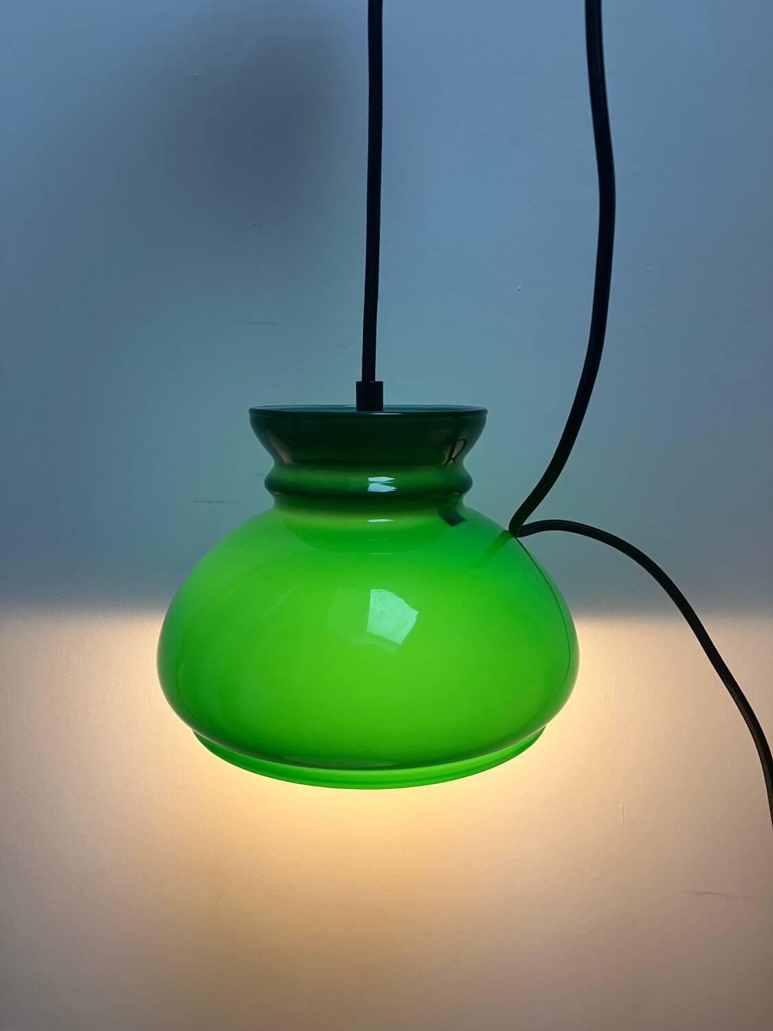 Vintage green opaline portable lamp