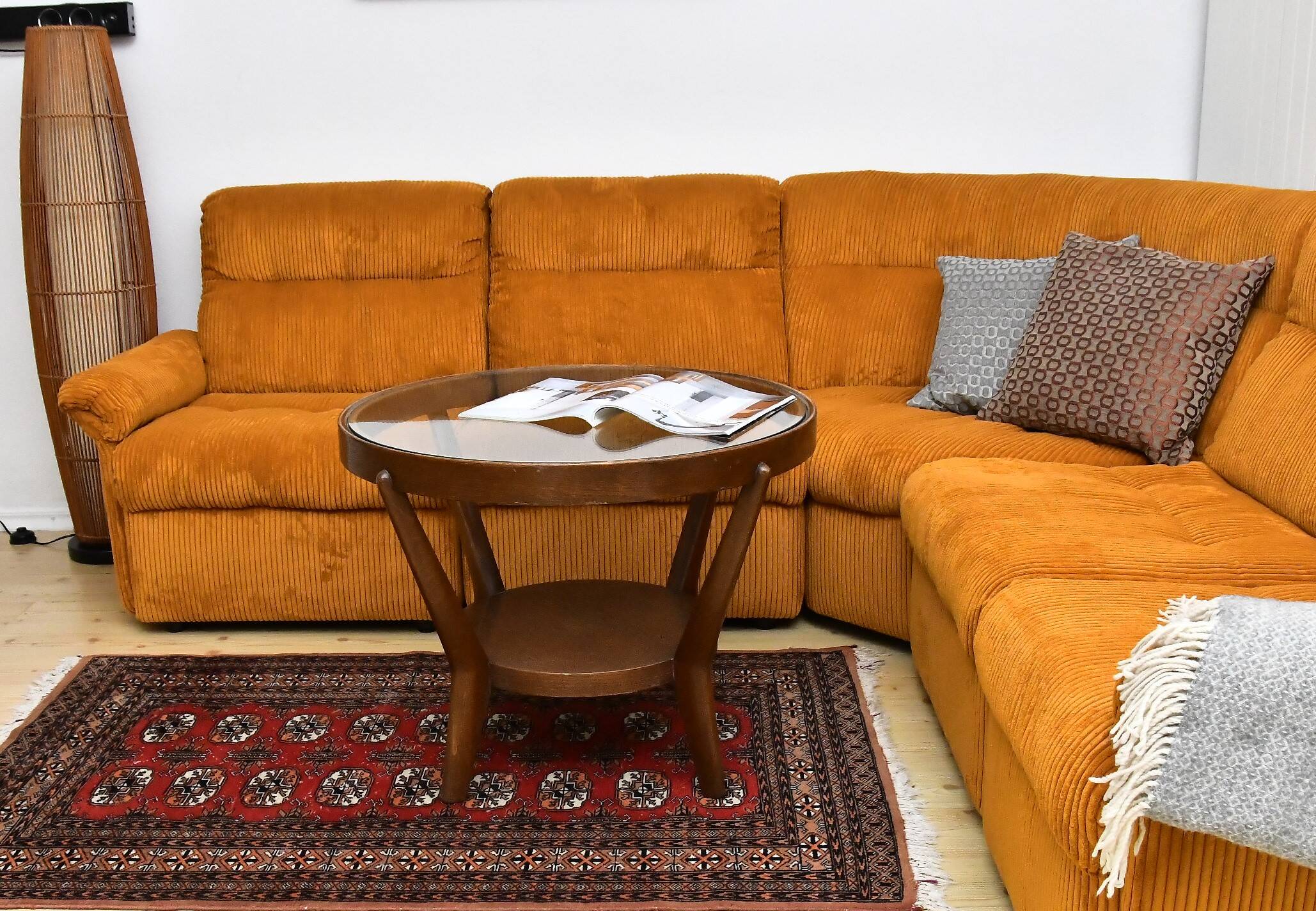 Yellow corduroy modular sofa, 1970s, set of 5