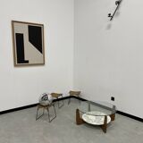 Hugues Poignant coffee table in marble and glass