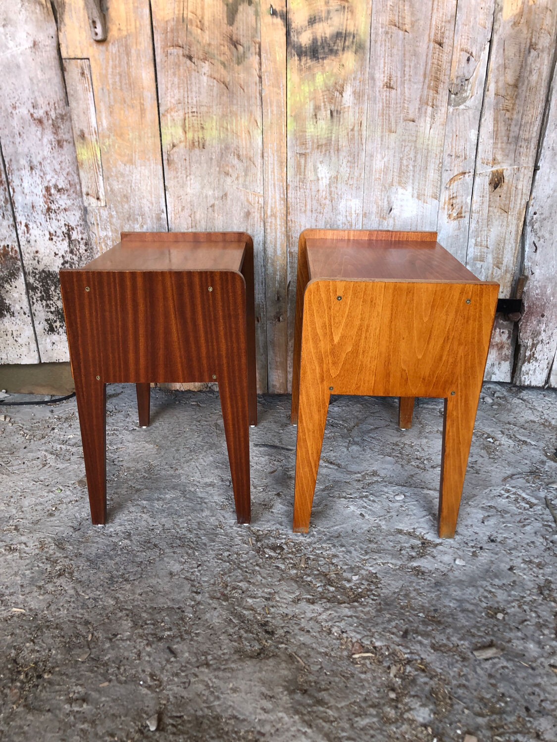 Pair of bedside table scandinavian vintage wood