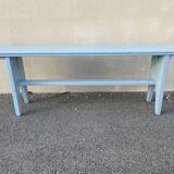 Blue painted wooden bench