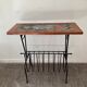 Vintage magazine holder with side table from the 60s and 70s