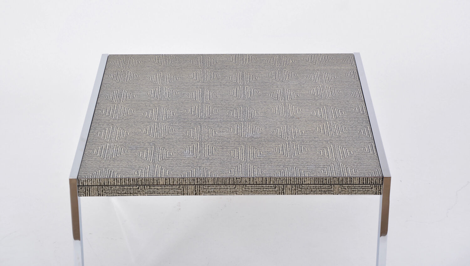 Mid-century modern steel and aluminium coffee table with graphic meander pattern