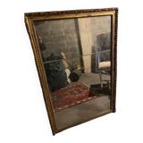 Golden wood mirror