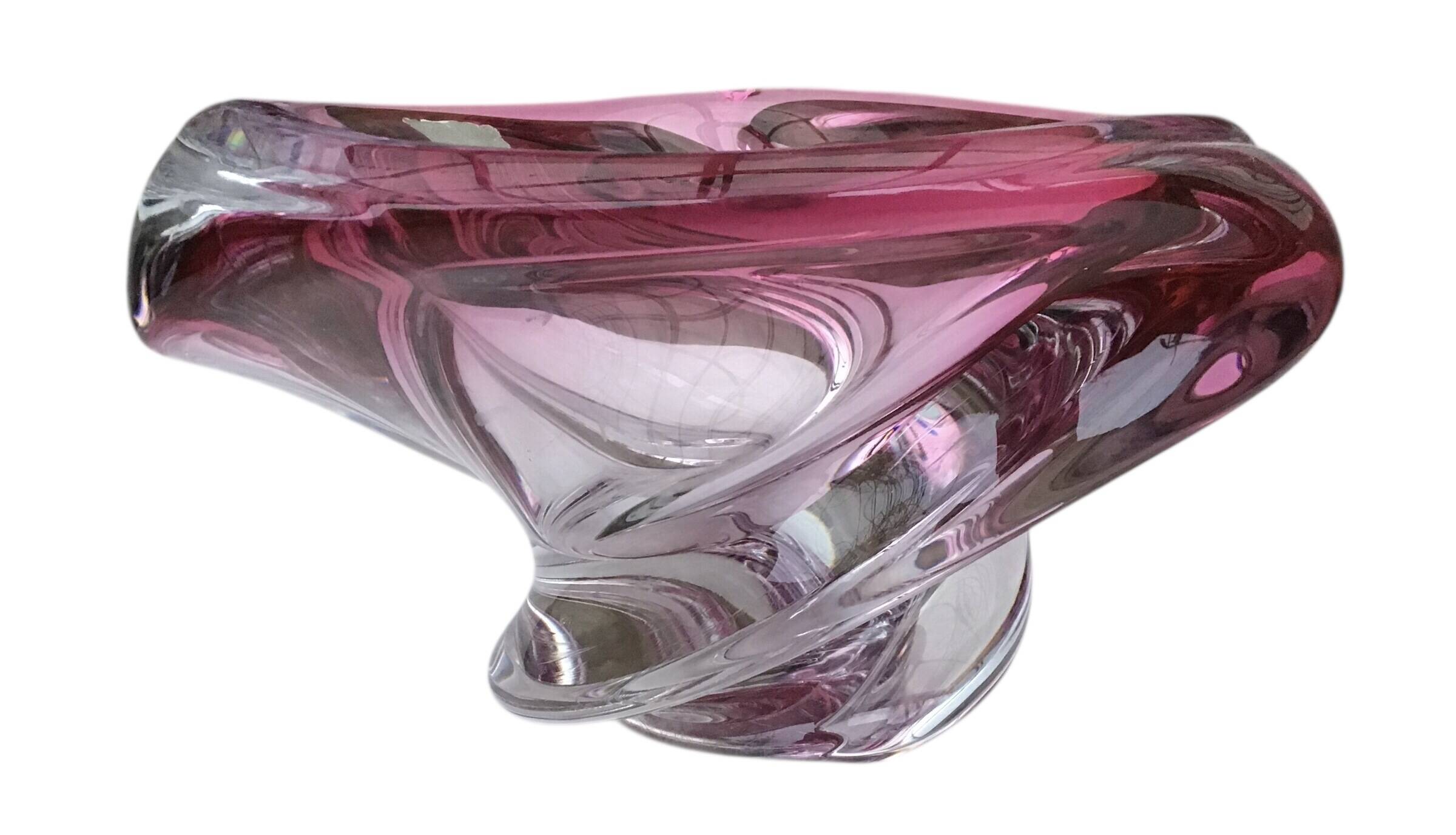 Vase Wave Val-Saint-Lambert ruby submerged design Delvenne 1950