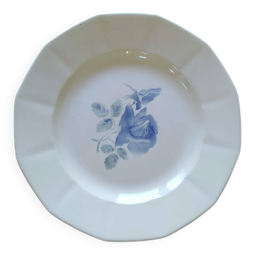 Plat rond Digoin Sarreguemines Roses bleues