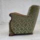 1960s, Danish armchair, green furniture velour, solid oak wood.