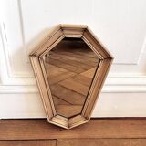 Small vintage beveled wooden wall mirror