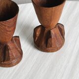 Paire de coquetiers en bois