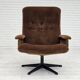 Années 1970, chaise pivotante scandinave vintage, velours, état d'origine.
