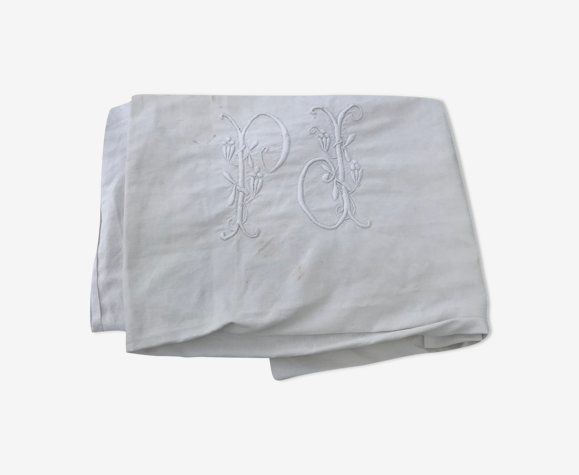 Draps ancien brodé main