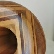 Vintage Handcrafted Wooden Vase: Unique Woodturning Sculpture, Dried Flower