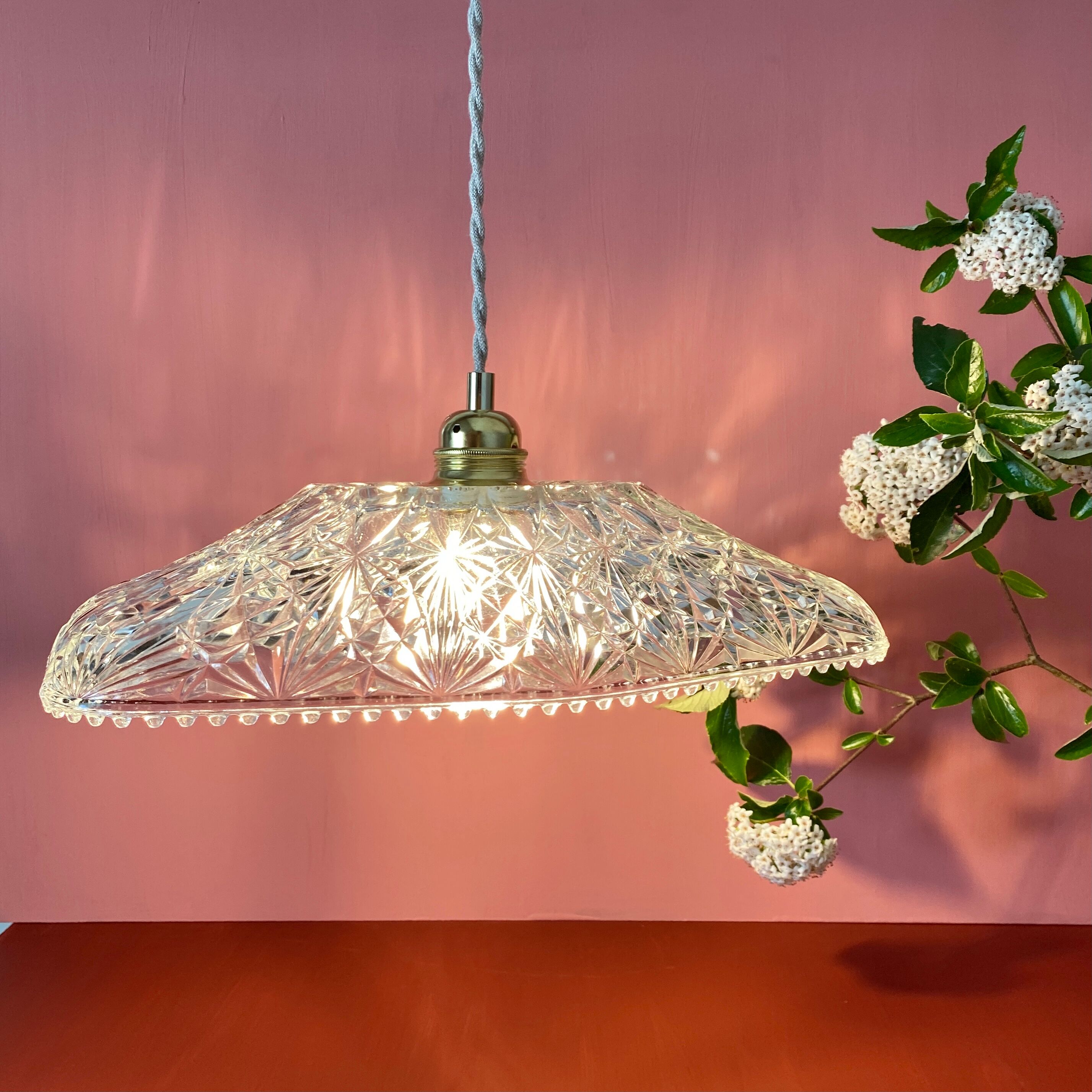 Vintage molded glass lampshade pendant lamp