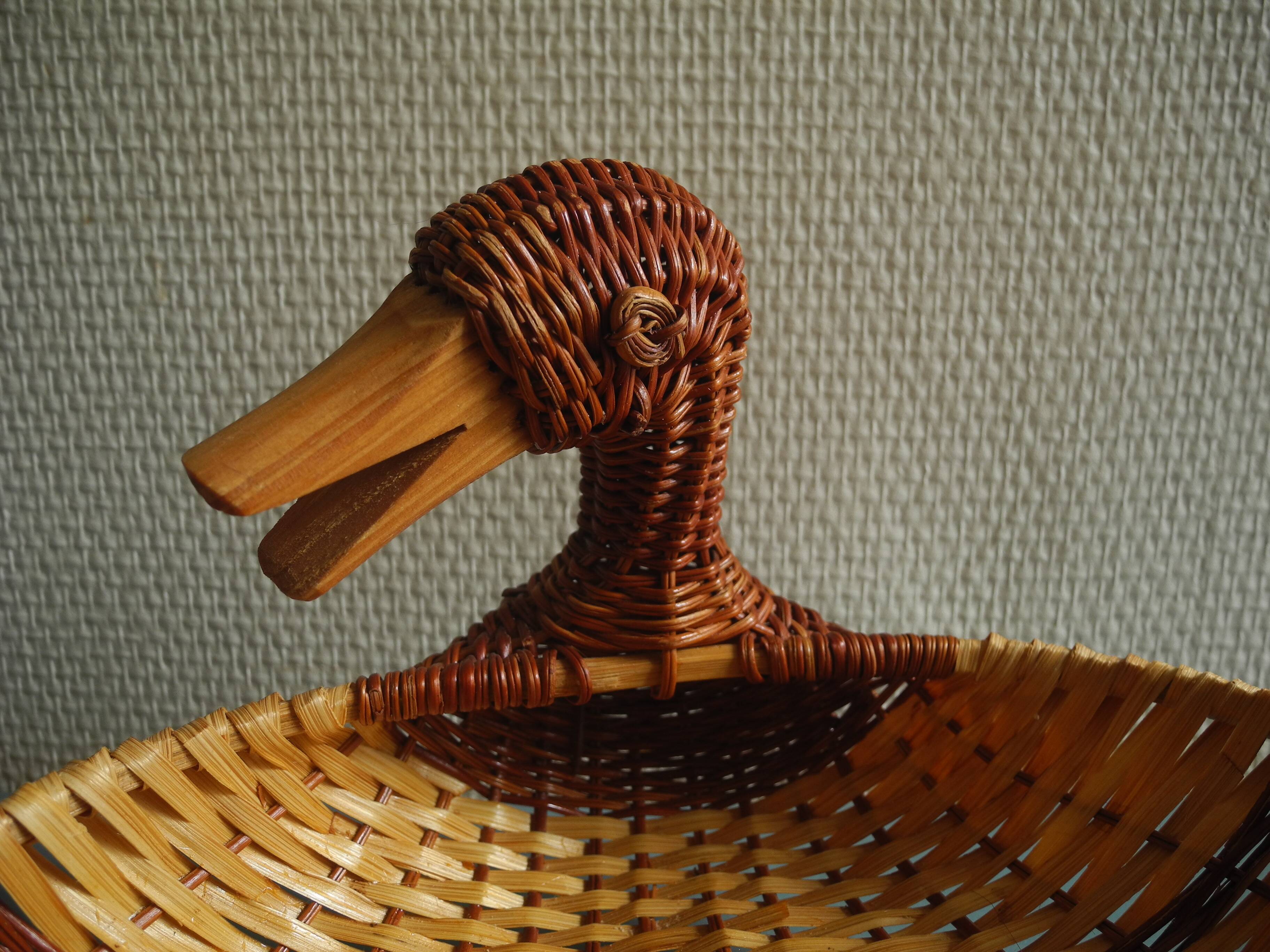 vintage wicker duck basket rattan basket