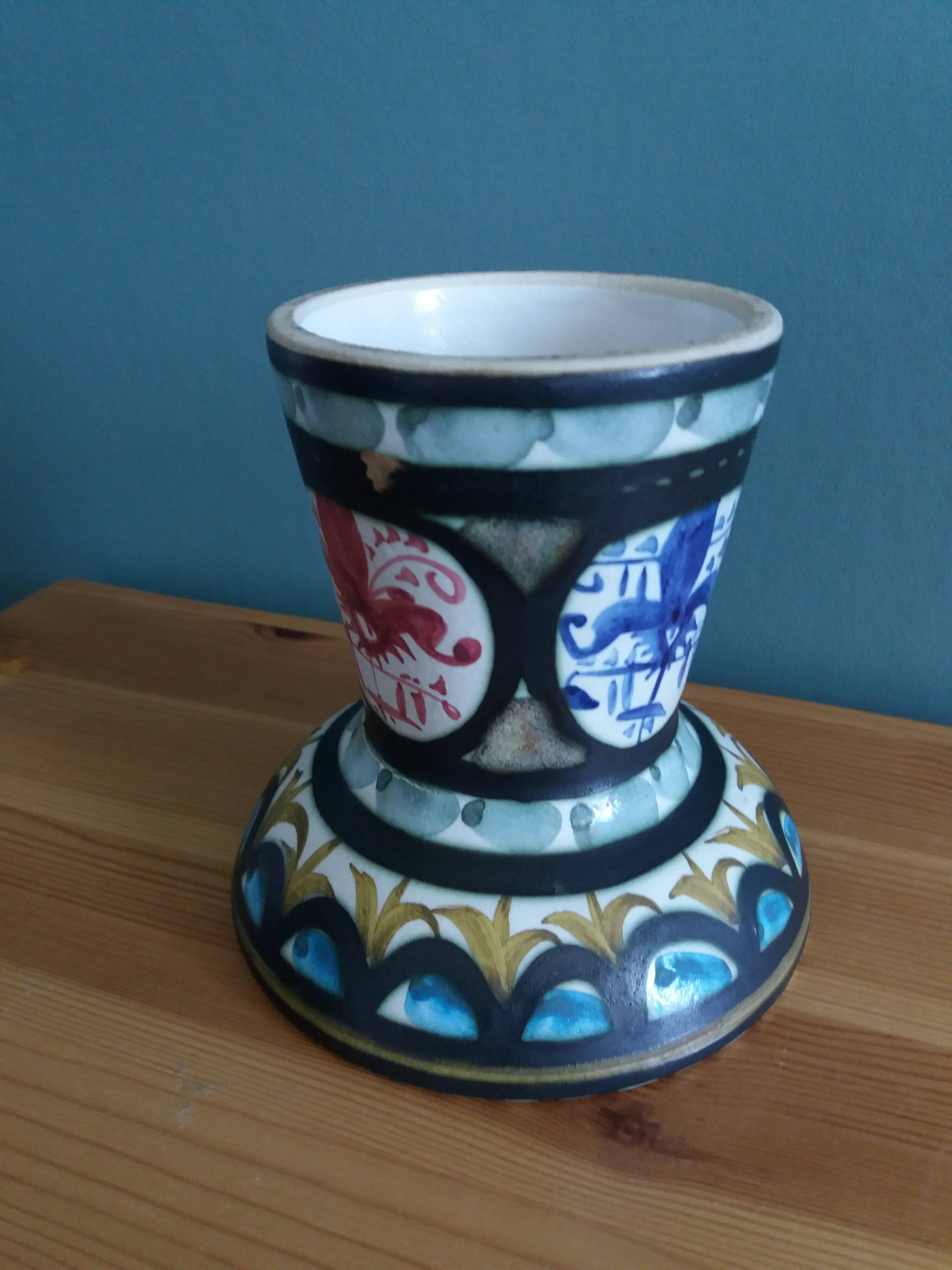 Candlestick holder signed André L'Helguen Keraluc Quimper