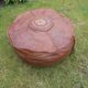 Large vintage Moroccan leather pouf n°2