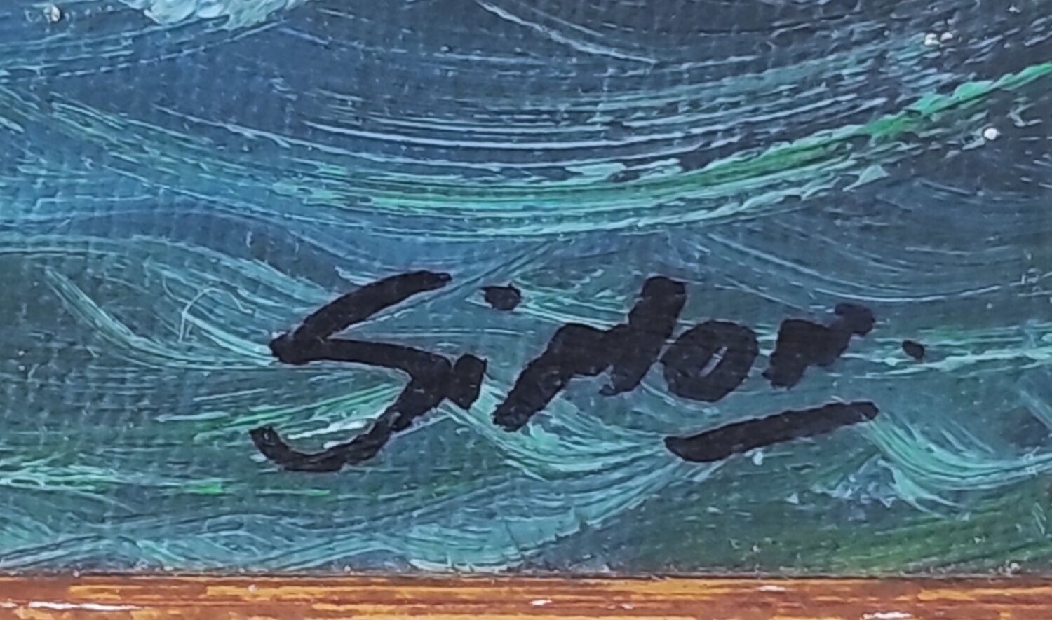 Vintage painting on canvas "Marine / Sailboat" signed Simon