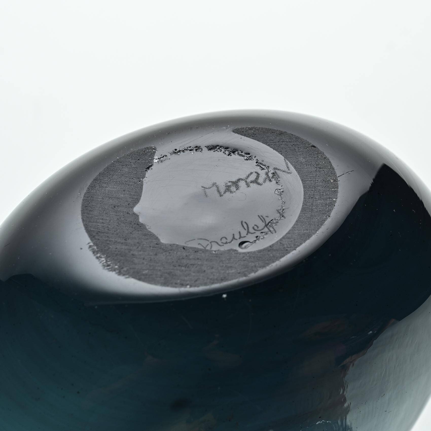 Deep blue blown glass jug by Claude Morin, Dieulefit circa 1970