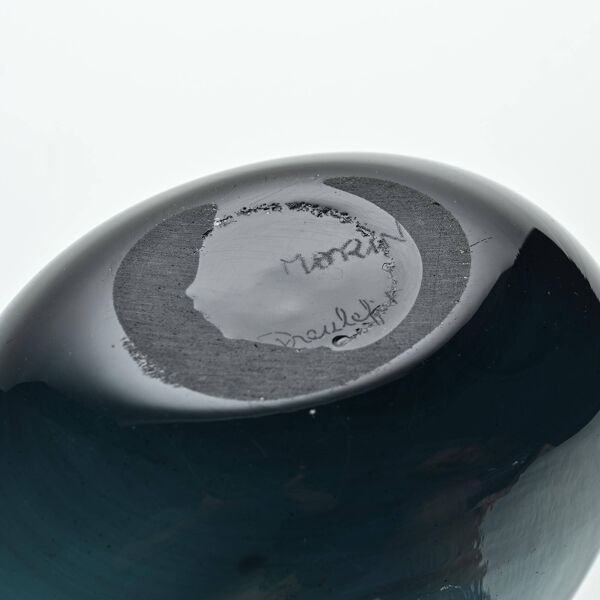 Cruche en verre soufflé bleu par Claude Morin, Dieulefit vers 1970