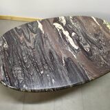Ancient Oval Marble Coffee Table in Black Granite White Oval