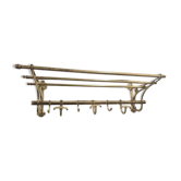 Wall-mounted coat rack with brass hat rack