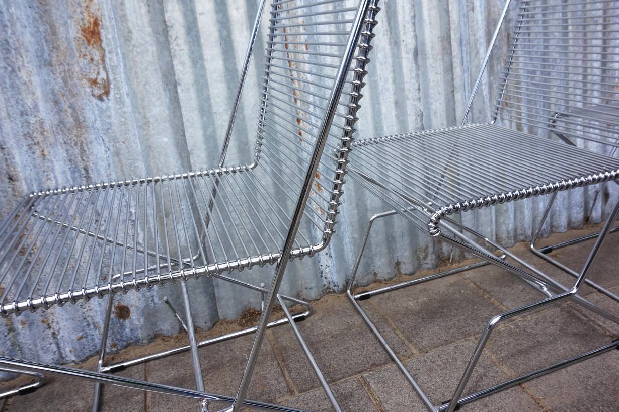Set of 4 wire chairs, 1980s