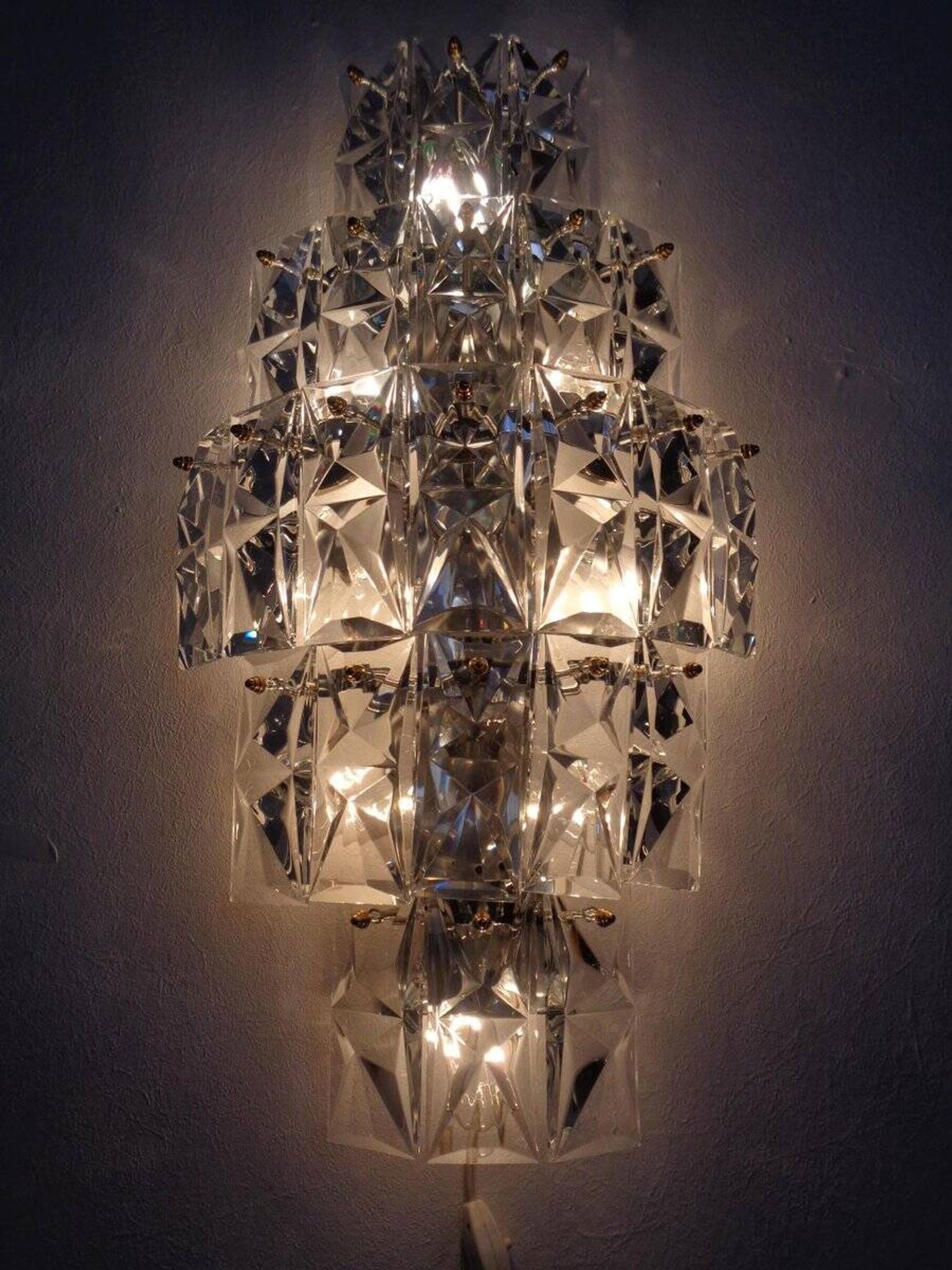 Large Crystal Glass Flush Mount from Kinkeldey, Germany, 1970s