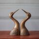 Vintage bookends, animal bookends, heron head, bird, brass sculpture, interior decor.
