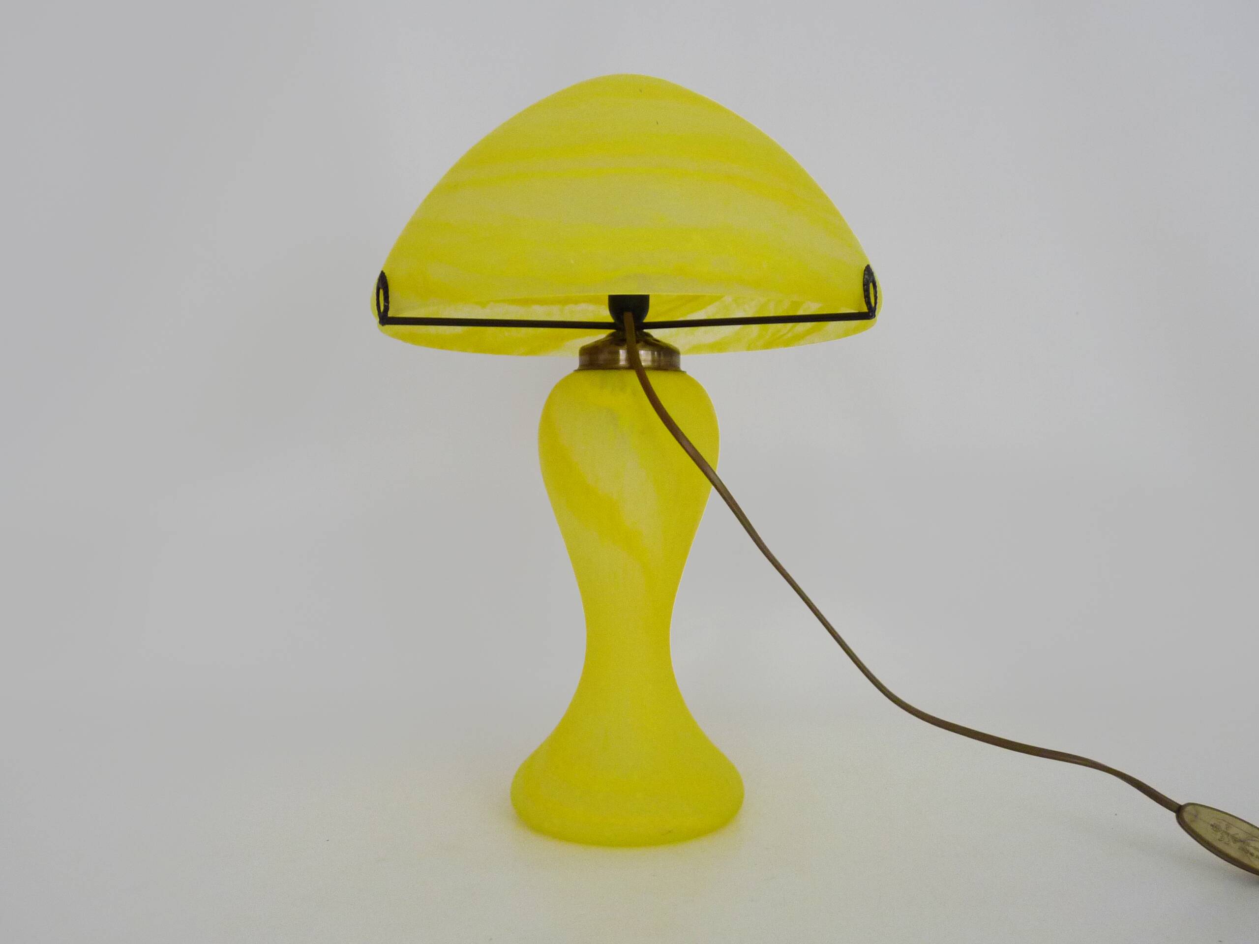 Yellow glass paste mushroom lamp in Art Nouveau style
