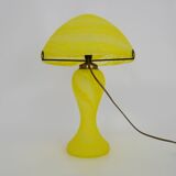 Yellow glass paste mushroom lamp in Art Nouveau style