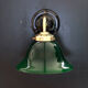 Opaline green porcelain and brass wall lamp