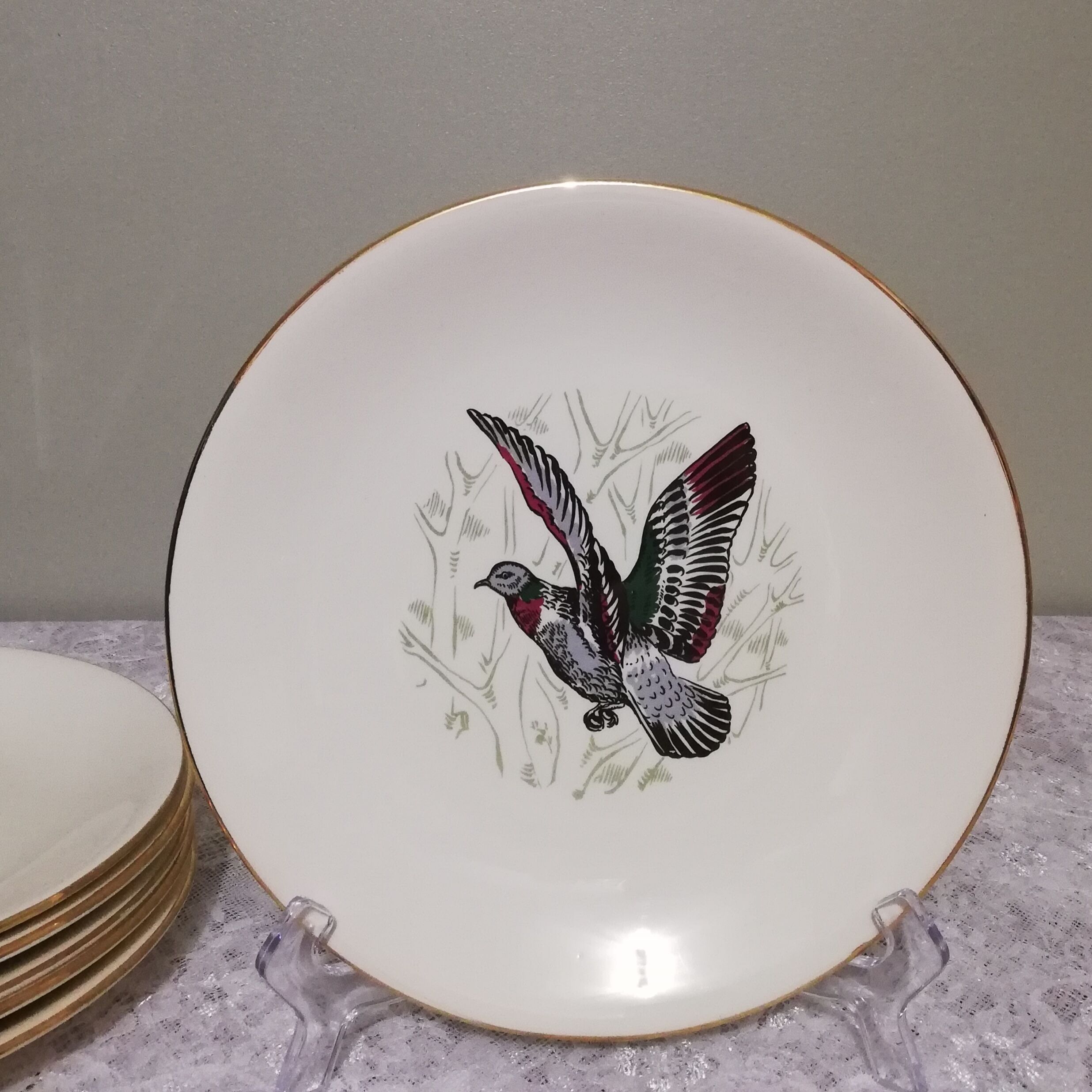 6 assiettes plates Gien Marly "animaux des forêts"