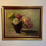 Antique painting, Still life with roses, signed Chaleyé