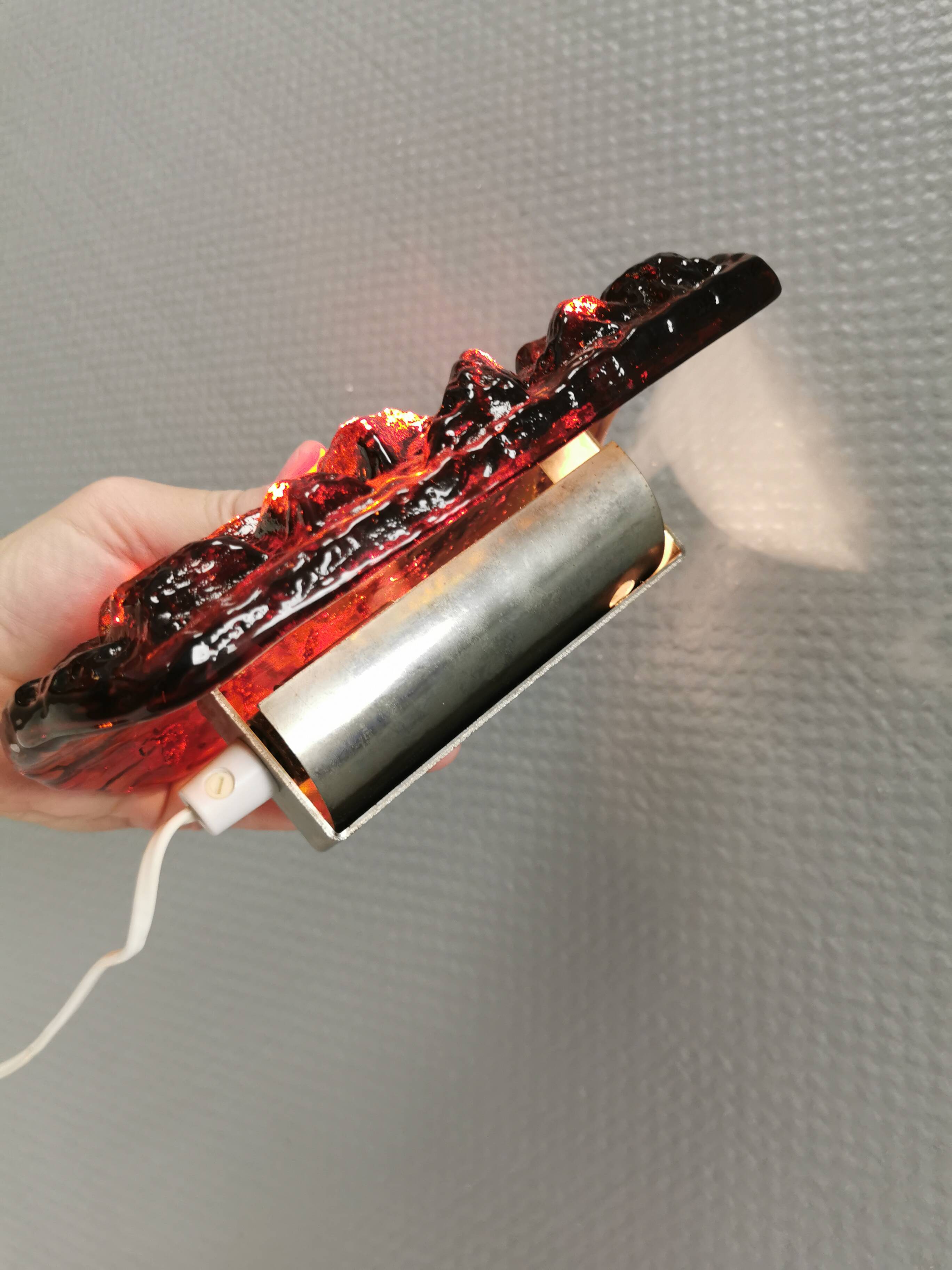 A set of wall lamps in amber-colored glass from Danish Vitrika, 1970s