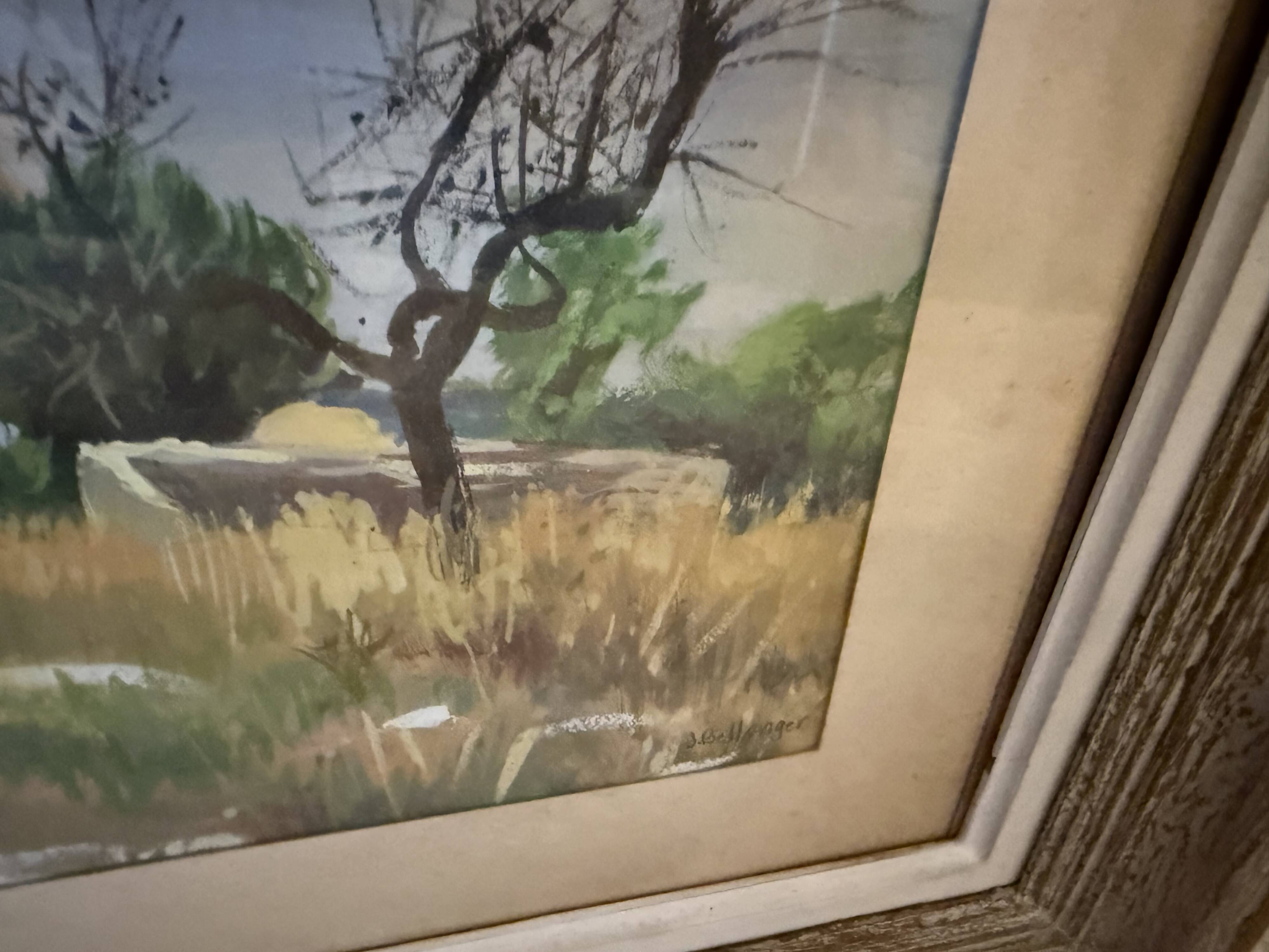 Landscape painting of the countryside signed Bellenger.