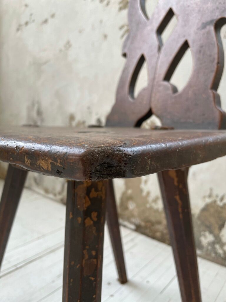 Pair of brutalist Alsatian mountain chairs 19th